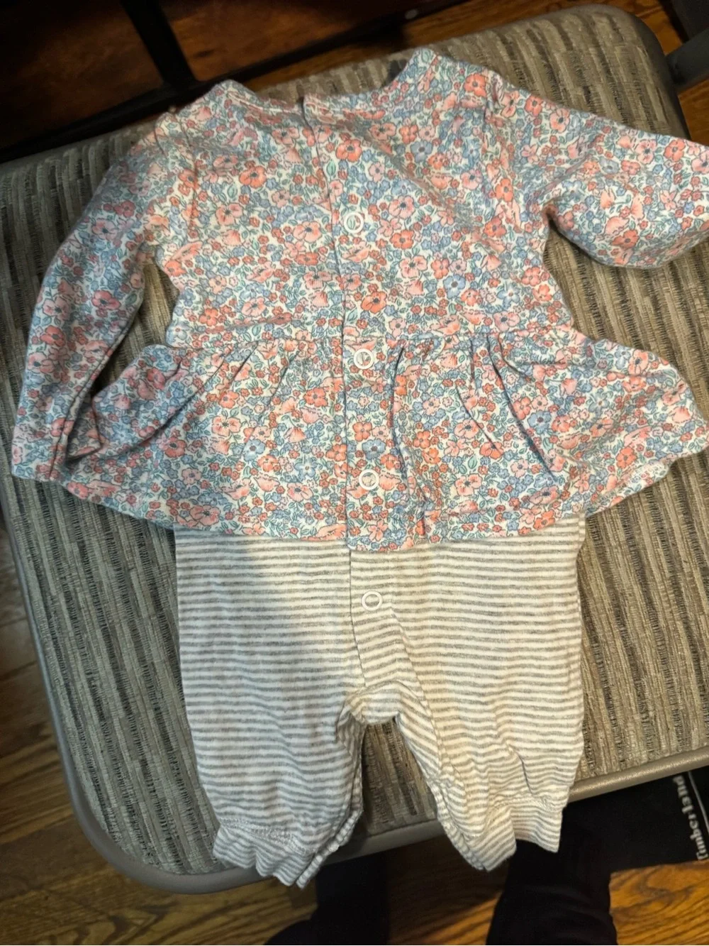 Carter's Purple and Pink Floral Ruffle Footed Pajama Set